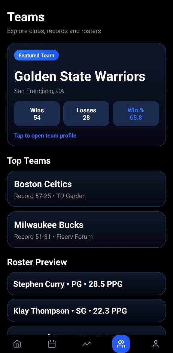Live home dashboard screen